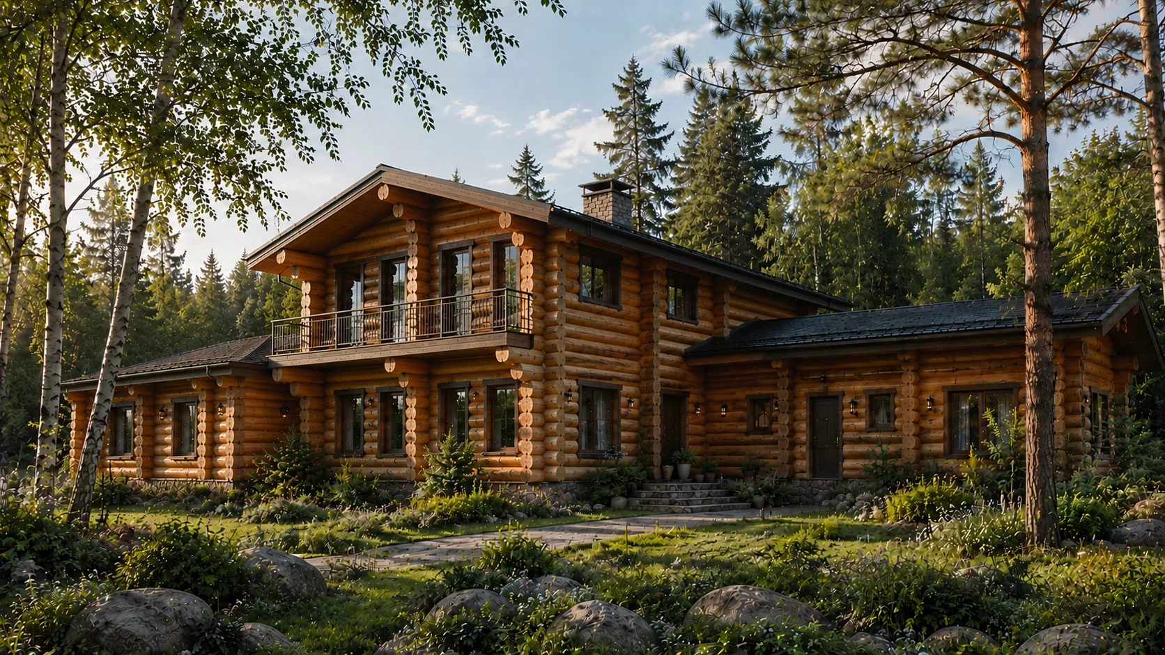 Семейная резиденция 469 м², широкий фасад в ландшафте